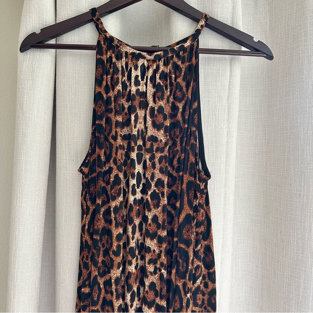 Stilletto’s Maxi Dress Animal Print Size Medium Tank Leopard Slit Summer